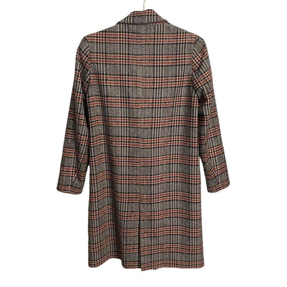 ZARA Gray Red Houndstooth Plaid Double Breasted Wool Coat Size XS - Picture 5 of 9